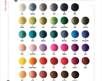 50 pieces x 2cm FELT BALLS 2cm 20mm (7/8 inch)