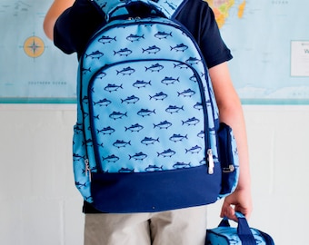 Finn Backpack WITH Matching Lunch Bag, Duffle Bag, Toiletry Bag and Gym Bag. Back School. Personalized with Embroidery. Perfect Gift.