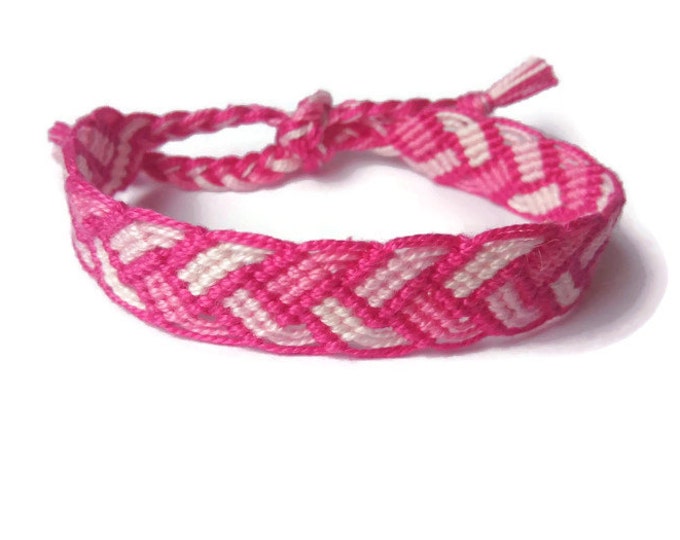 Knots for a Cause - Pink White Ombre Macrame, Knotted Friendship Bracelet, Wristband, Woven bracelet