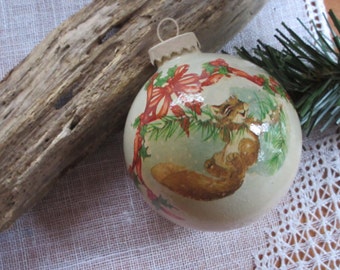 Christmas Glass Ornament Squirrel Ornament Handmade Rustic Bauble Squirrel Decoration