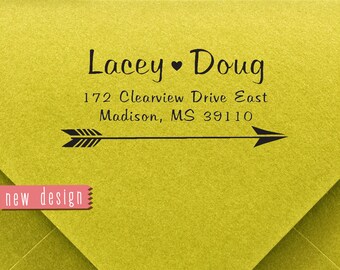 CUSTOM pre inked address STAMP from USA, custom address stamp, pre inked custom address stamp, heart arrow custom stamper with proof - c6-36