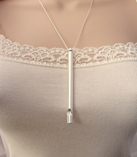 Whistle Necklace Whistle Pendant Silver by LittleEnglishJewelry