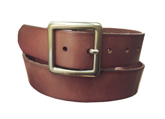 Distressed Brown Genuine Leather belt Removable Gold Buckle