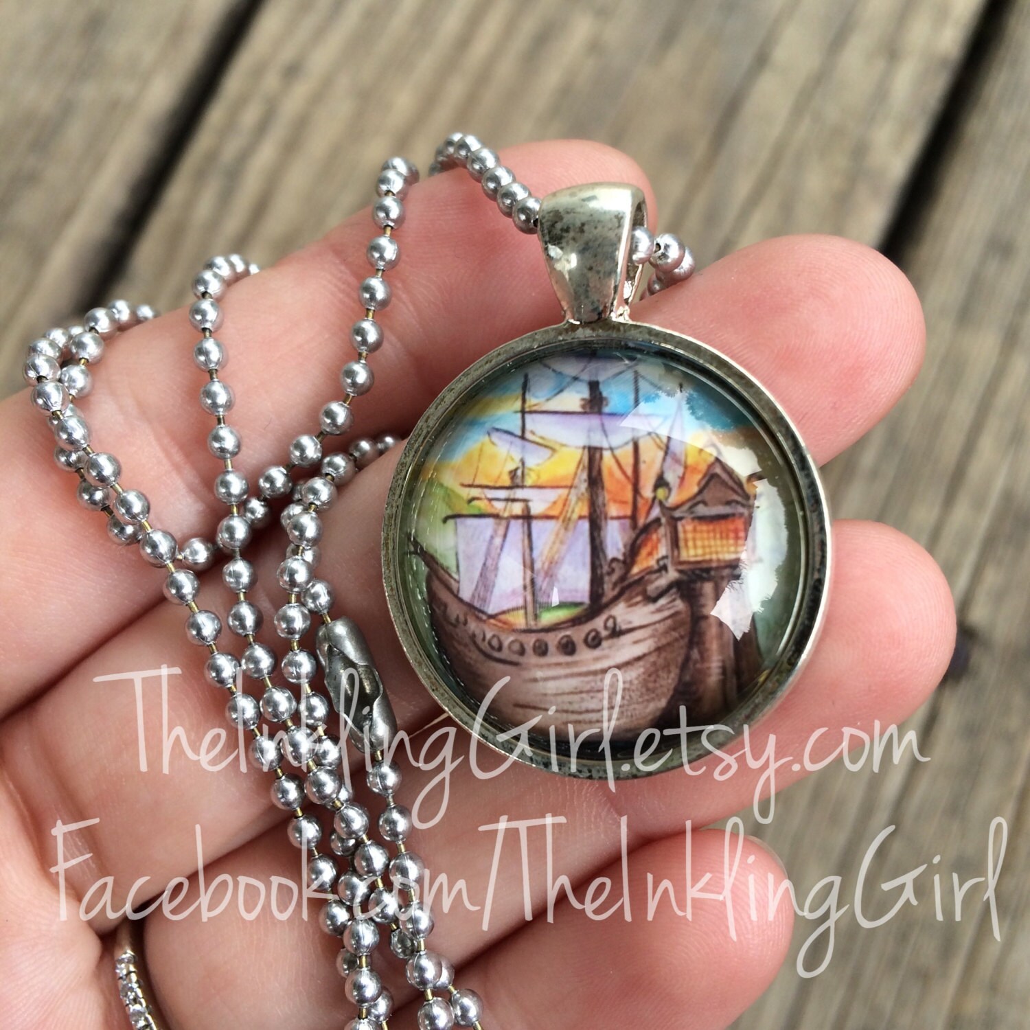Neverland Ship GlassDomed Necklace by TheInklingGirl on Etsy