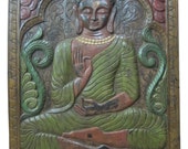 Vintage Harmony and Bliss Buddha Wall Hanging Vitarka Mudra Hand Carved