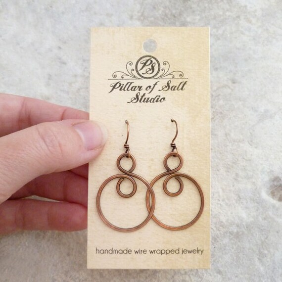Copper infinity hoop earrings / copper jewelry / wire jewelry