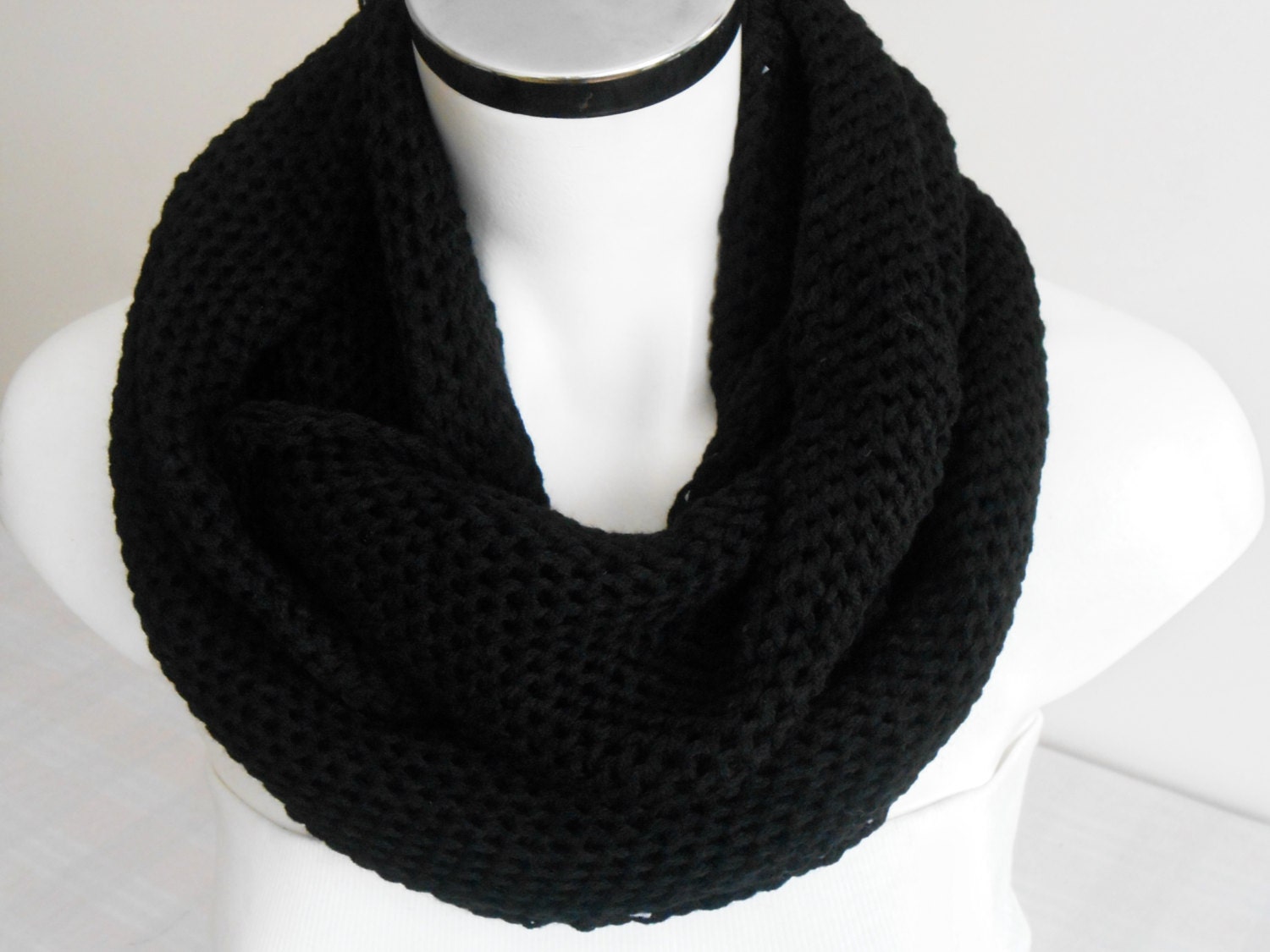 Men Scarf Black men scarf black knitted scarf Men infinity