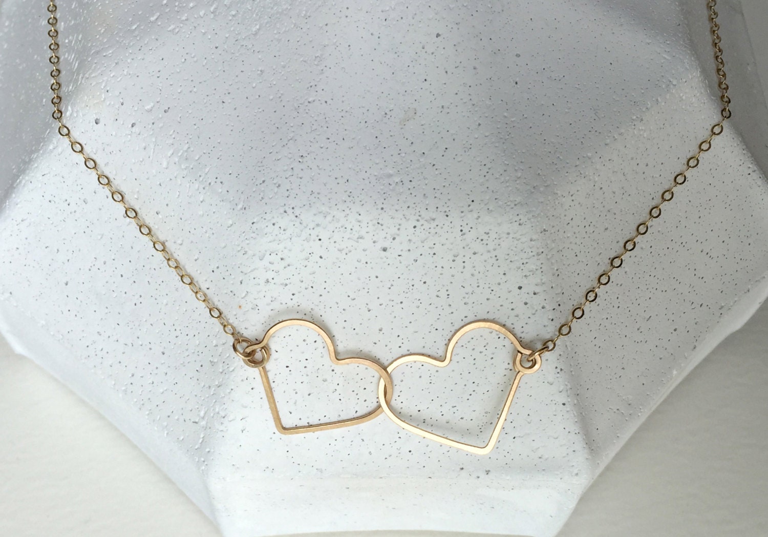 TWO HEARTS NECKLACE Interlocking Heart Necklace Simple