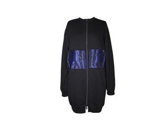 Zip Jacket fleece/organza JK-TEDDY blue