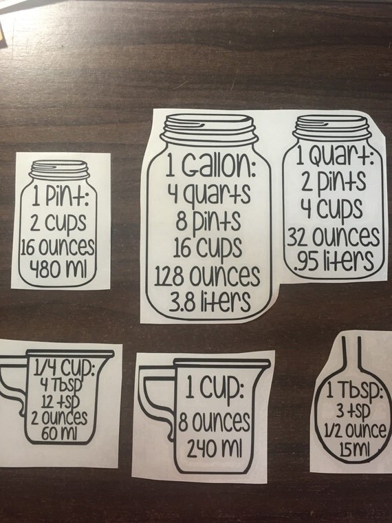 Mason Jar Measurement Decals Set/ Measuring by PinkGatorMonograms