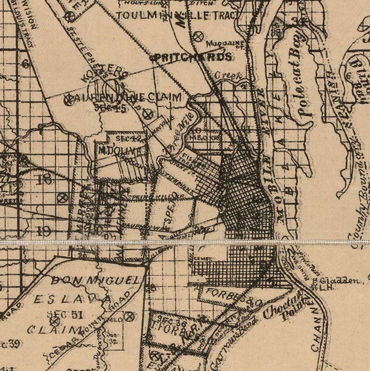 Mobile County Alabama 1895 Wall Map with Landowner by Oldmap