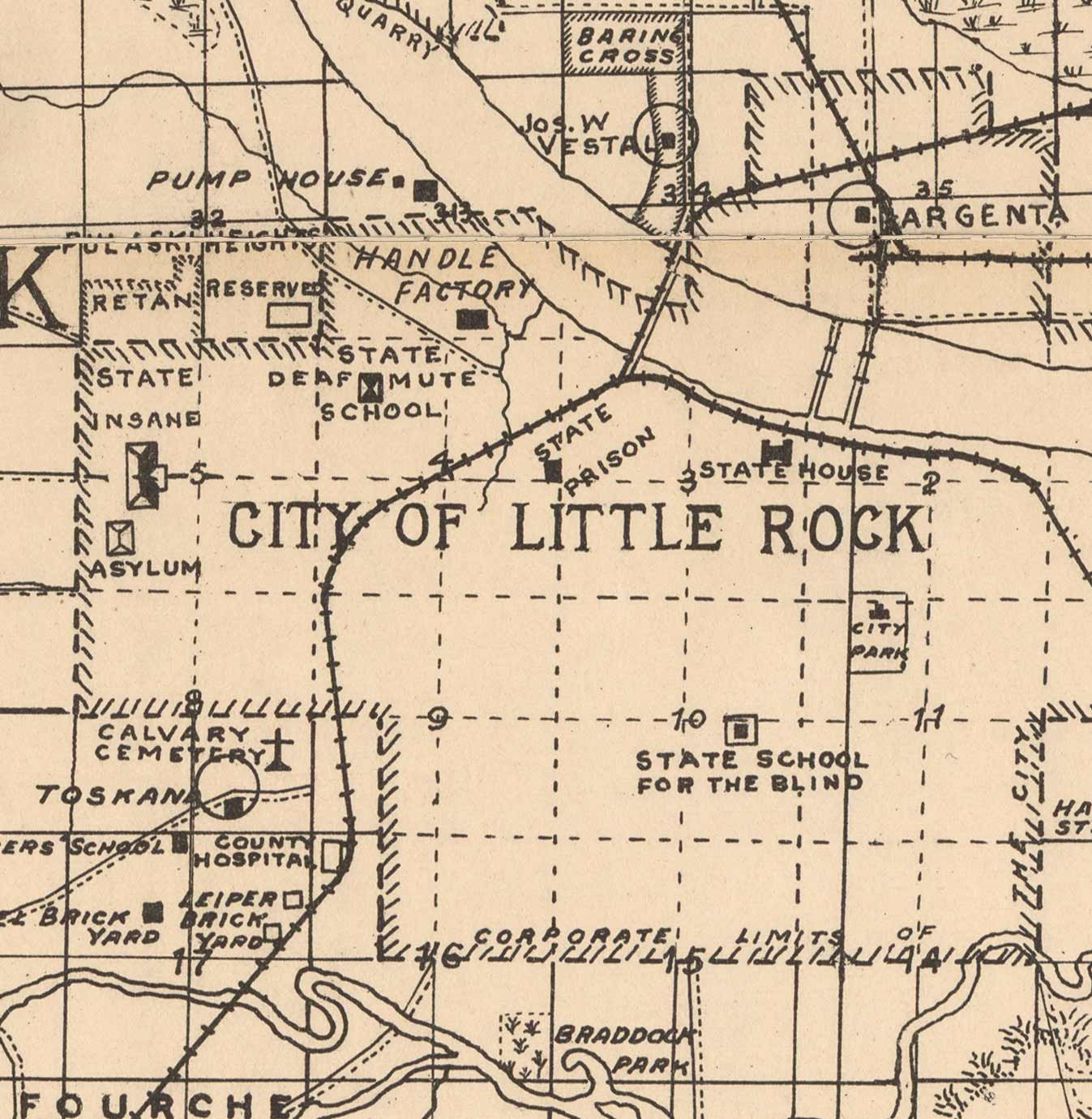 Pulaski County Arkansas 1898 Old Wall Map with Homeowner