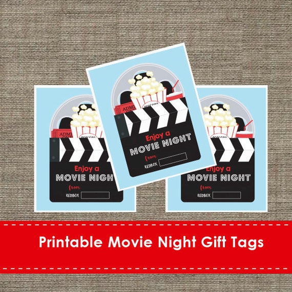 Printable Movie Night Gift Tag Labels DIY The Studio Barn