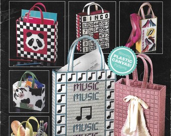 The Needlecraft Shop Handy Totes Plastic Canvas Pattern Book Shopping Tote Bingo Bag #90PB2