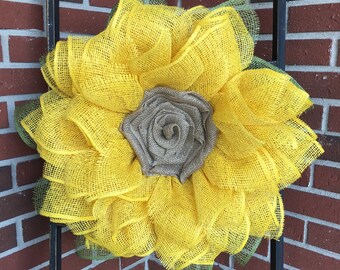 Fall Sunflower Wreath, Fall Wreath, Autumn Wreath, Handmade Wreath, Front Door Wreath, Fall Decor, Sunflower Wreath, Burlap Wreath