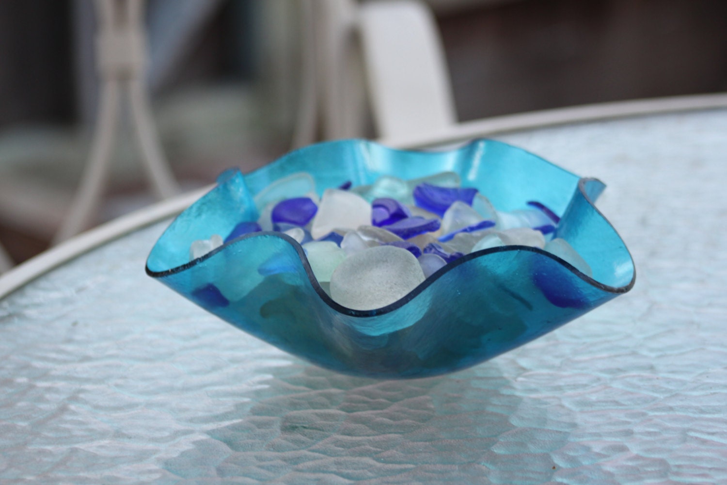 100 Genuine Ocean Tumbled Sea Glass in Glass Vase Over 1