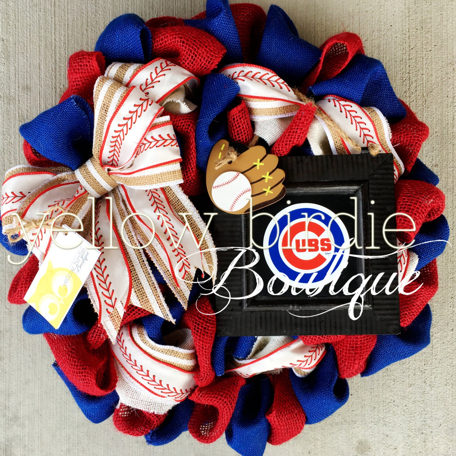 Chicago Cubs Wreath MLB Burlap Wreath MLB by YellowBirdieBoutique