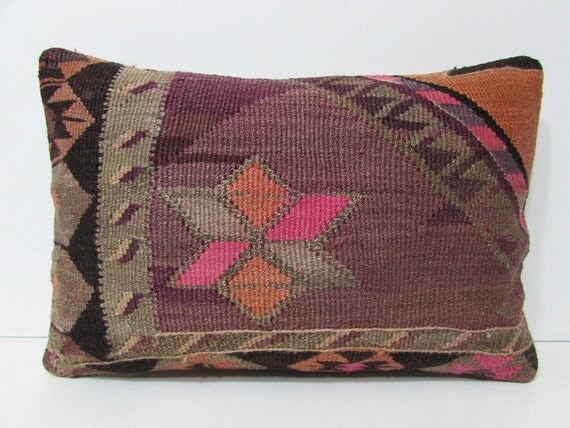 kilim pillow fancy 16x24 red decorative by DECOLICKILIMPILLOWS