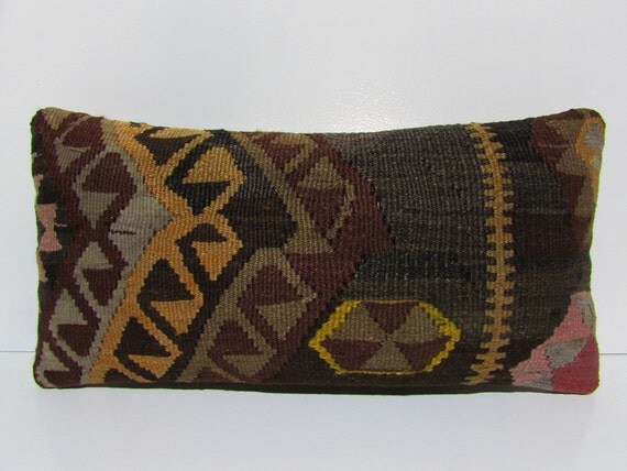 kilim lumbar pillow rustic throw pillow turkish pillow case