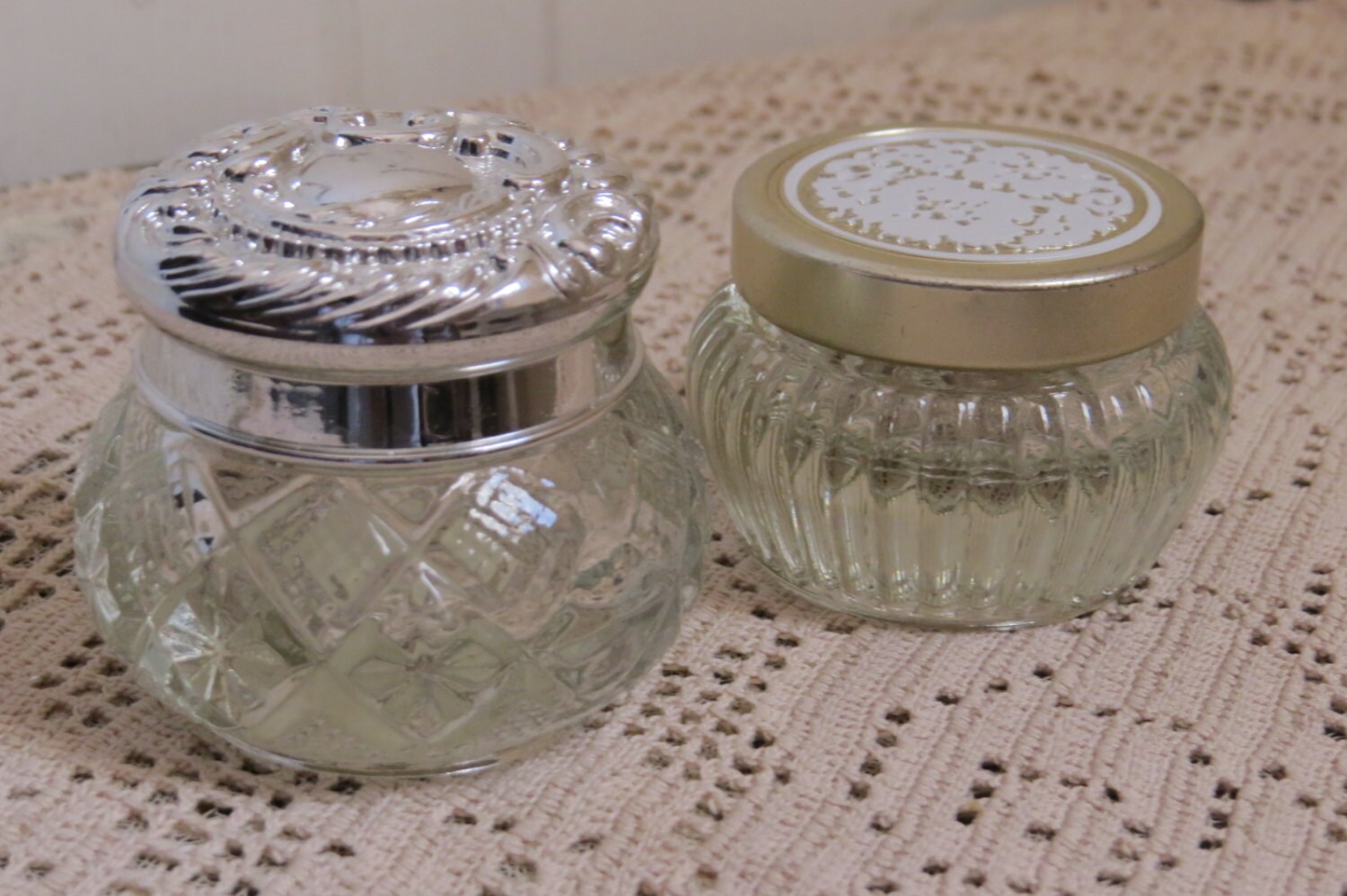 Vintage Avon Jars Cream Sachet 2 x 1 Ounce Vanity Bathroom