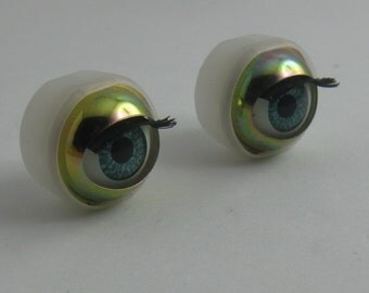 Blue eyes: 2 old doll eyes. Doll sleepy eyes. Size 16 (TZ 16). DIY. Dolls making. Vintage