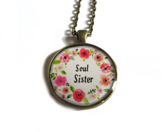 SOUL SISTER NECKLACE - Best friends necklace - Best friend gift - Best friend pendant - Sister necklace