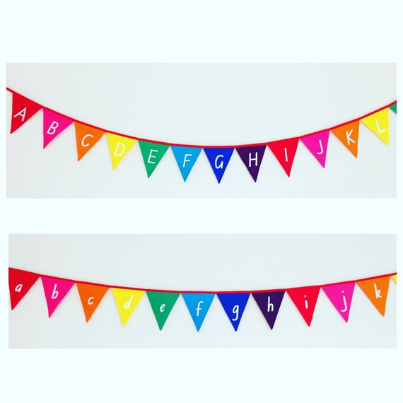 Upper Case Alphabet Rainbow Bunting Banner Flags