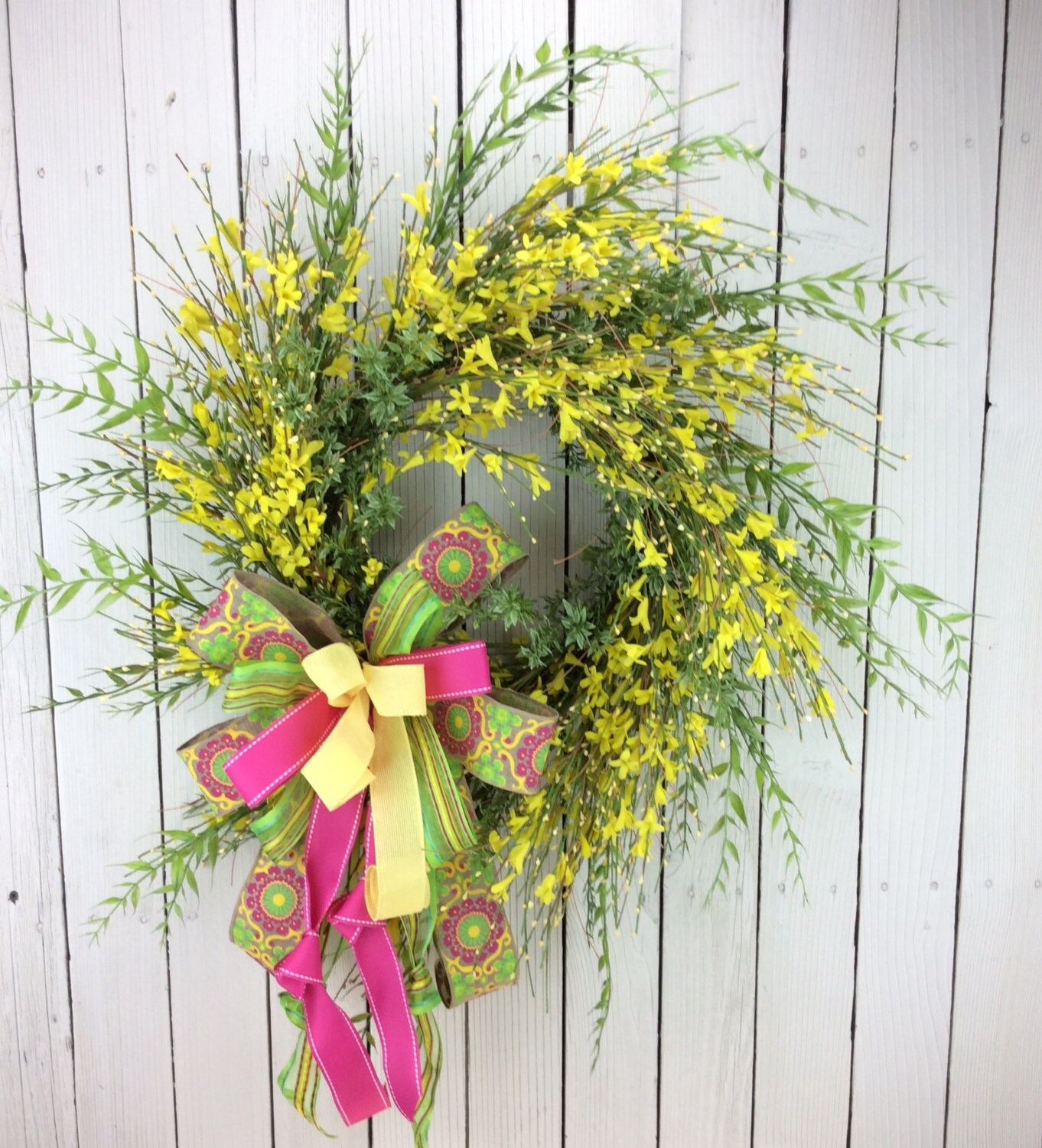 Forsythia Wreathwhimsical Spring Wreathspring Wreath Spring 3131