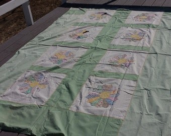 Quilt top coverlet, unfinished