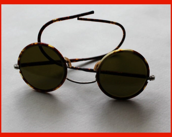 1930s Steampunk Sunglasses Teashades New Vintage WW2 USSR Bakelite Green Round Lens Thanksgiving Day Christmas Gift