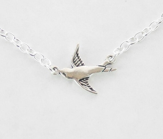 Silver Swallow Necklace Bird Charm necklace silver bird