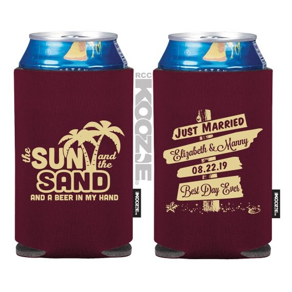 beach wedding koozies