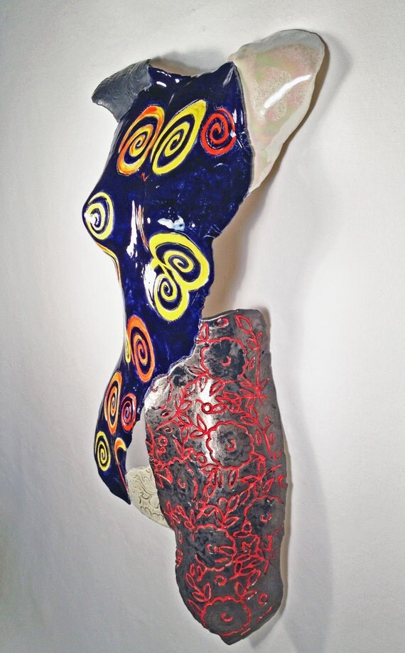 female torso ceramic torso clay sculpture wall sculpture