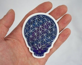 Grateful Dead Sticker, Stealie Skull Sacred Geometry Sticker Psychedelic Sticker Galaxy Grateful Dead Sticker Laptop Sticker Circle of Life