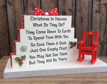 Christmas in Heaven Poem memorial table top wood sign