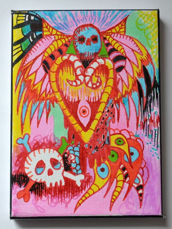 New Gothic Psychedelic Skulls Mushrooms ArtPainting