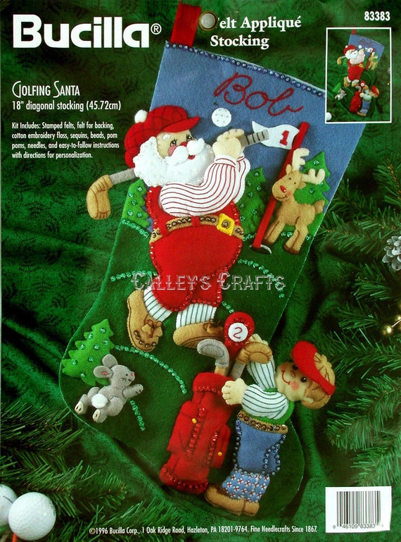 Bucilla Golfing Santa 18 Felt Christmas Stocking Kit