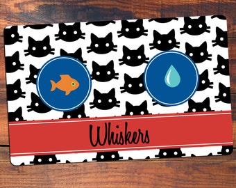 Personalized Cat Placemat - Cat Mat - Pet Food Mat - Fabric Placemat - Rubber Placemat