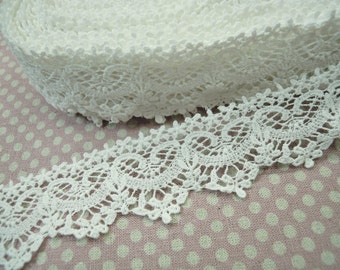 1Yard Vintage style Cotton Crochet Lace Trim Off White 4cm wide #303-1