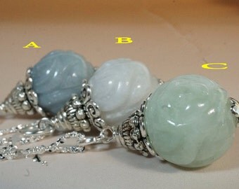 Jade Necklace - Jade Flower Necklace - Single Jade Necklace - Tiny Silver Necklace - Gift For Her - Gift For Mom