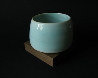 Porcelain Tea Bowl with Turquoise Glaze