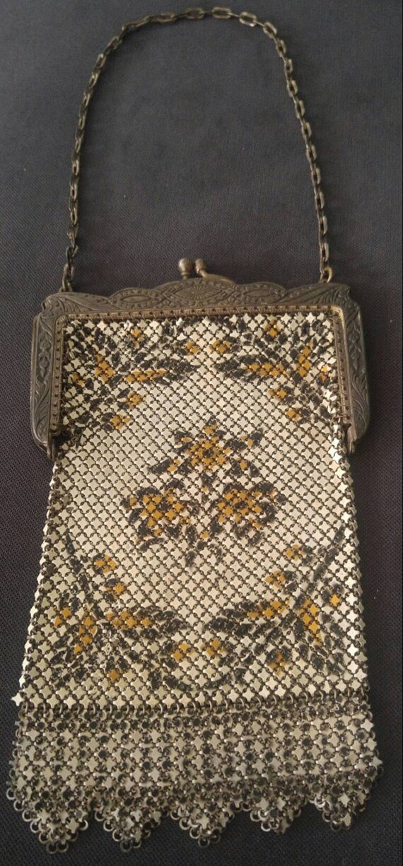 Vintage Metal Mesh 1920s Chain Flapper Bag Vintage Purse by