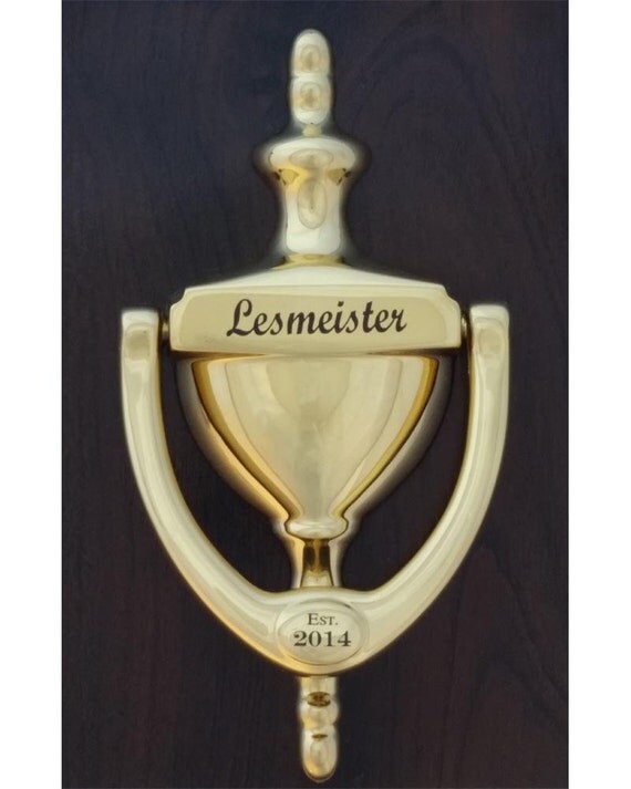 Personalized ENGRAVED DOOR KNOCKER Bright Brass Finish by NokNoks