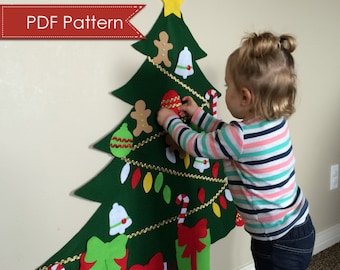 Felt Christmas Tree DIGITAL PATTERN - No Sew DIY Printable pdf - Large Tree 3 Feet Tall - Kids Decorate Toy Activity - Preschool Holiday Fun