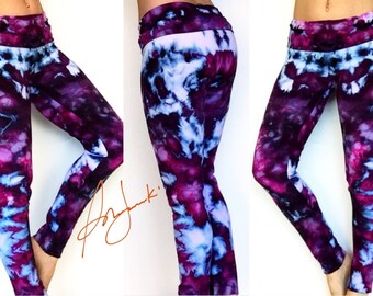 Womens Yoga Pants, Leggings, Stretch, Exercise Pant, Fold Over Straight Leg Tights, Gym Pants, Workout Pants