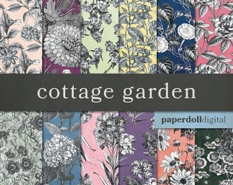 Vintage Floral Digital Paper - Victorian Floral Paper - Vintage Scrapbooking - Spring Digital Paper - Instant Download - 12 Sheets
