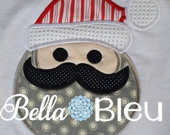 Machine embroidery designs, Embroidery Christmas, Applique Designs, PES files, Santa with Mustache