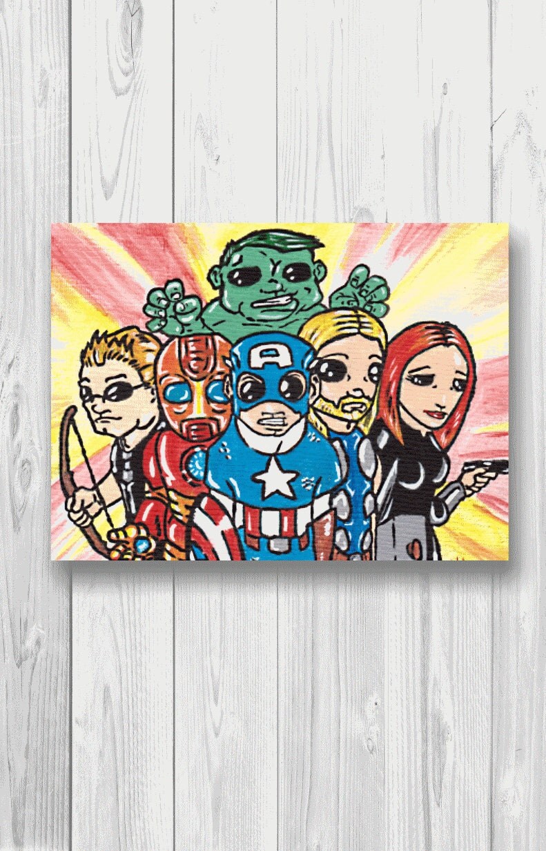 SALE Avengers wall art Acrylic painting on canvas geek