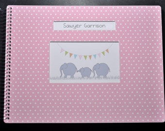 Personalized Baby Book, LGBT, Adoptive, Single, Straight, Lesbian, Gay, Same Sex Parents! Pink Dot Elephant Cover