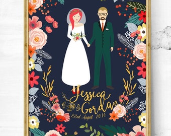 Last minute Christmas gift - Unique wedding gift - Wedding gift ideas - Gift for her - digital download - Wedding gift - Couple portrait
